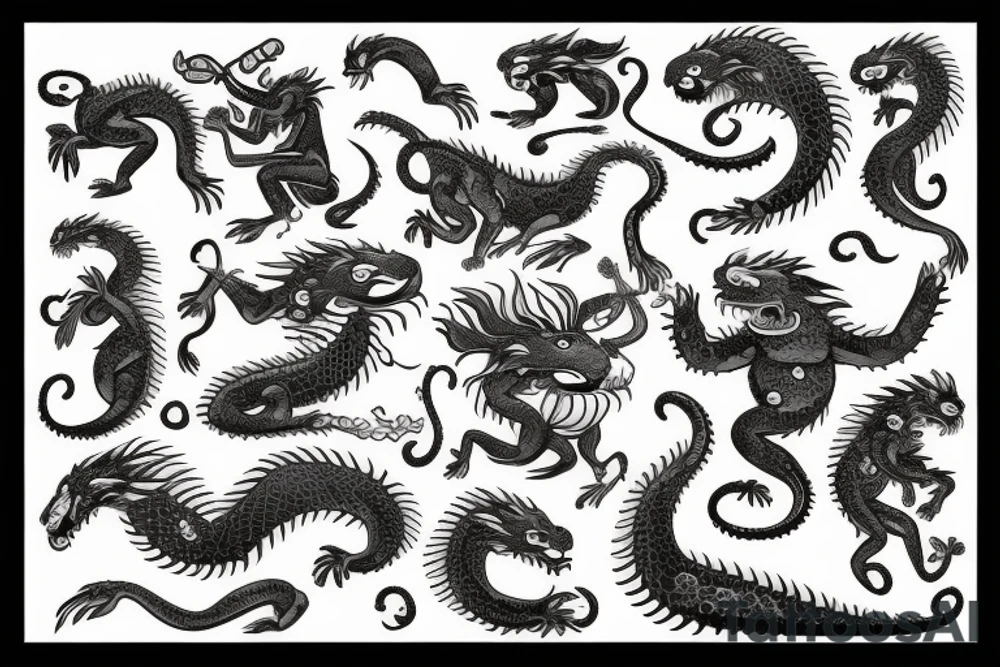 zodiac dragon with a monkey riding his back tattoo idea