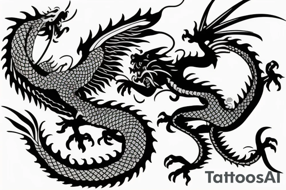 flying dragon with a monkey riding his back tattoo idea