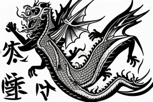 flying dragon with a monkey riding his back tattoo idea