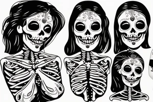 Skeleton photographer with two girls tattoo idea