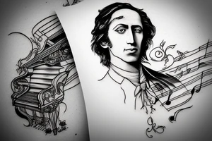 piano Chopin portrait tattoo idea