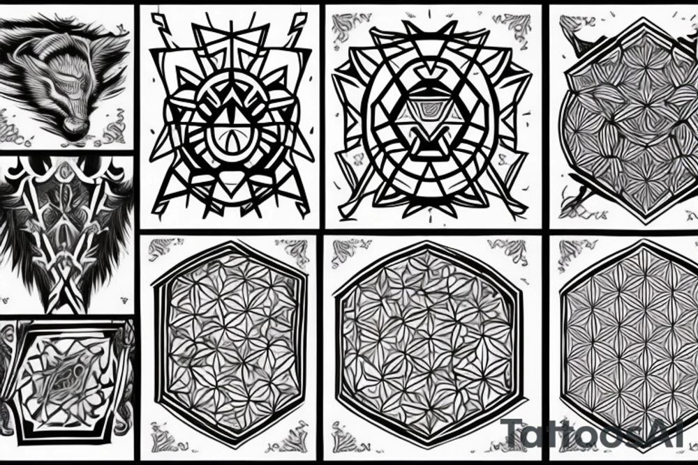 tattoo, hexagon, norse style tattoo idea