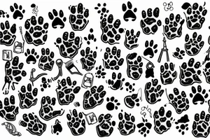 dog paw with dagger tattoo idea