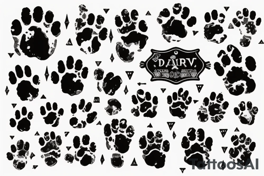 dog paw with dagger tattoo idea