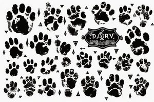 dog paw with dagger tattoo idea