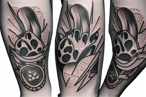 dog paw with dagger tattoo idea