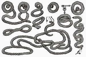 a taut rope with a large stone attached to one end and a man on the other tattoo idea