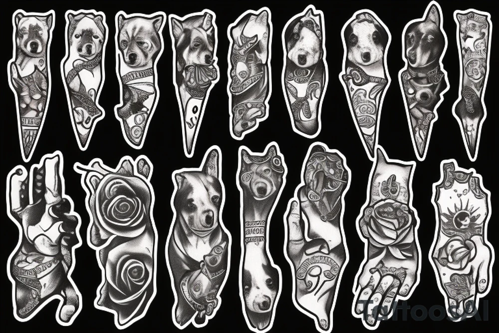 dagger, dog paw tattoo idea