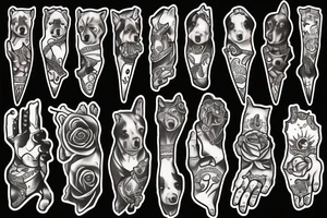 dagger, dog paw tattoo idea