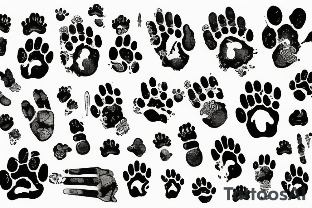 dagger, dog paw tattoo idea