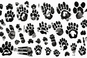 dagger, dog paw tattoo idea