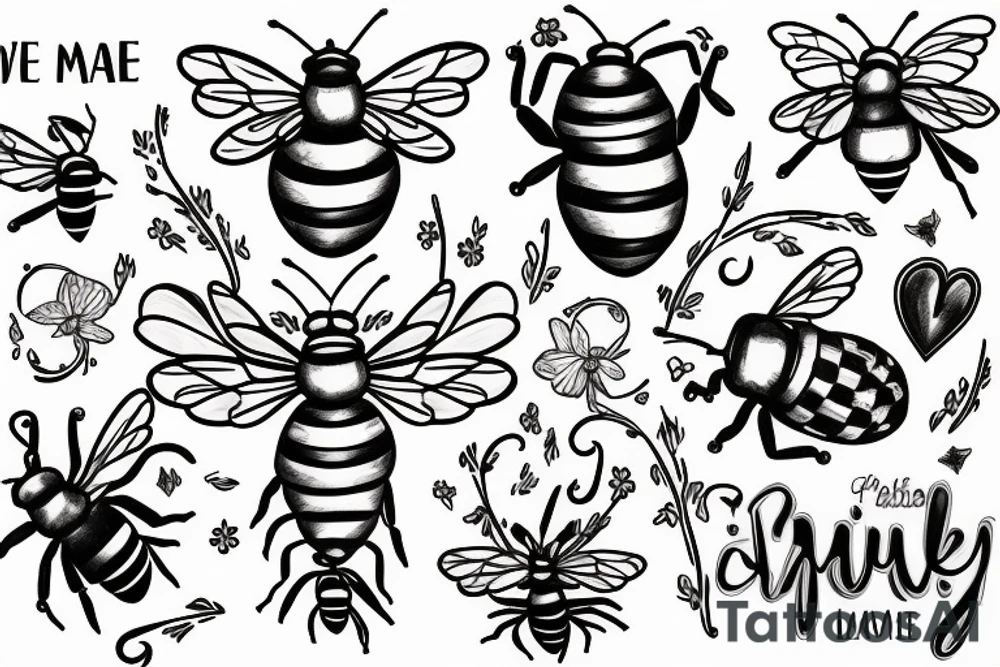 Bee hive love partner soul mate tattoo idea