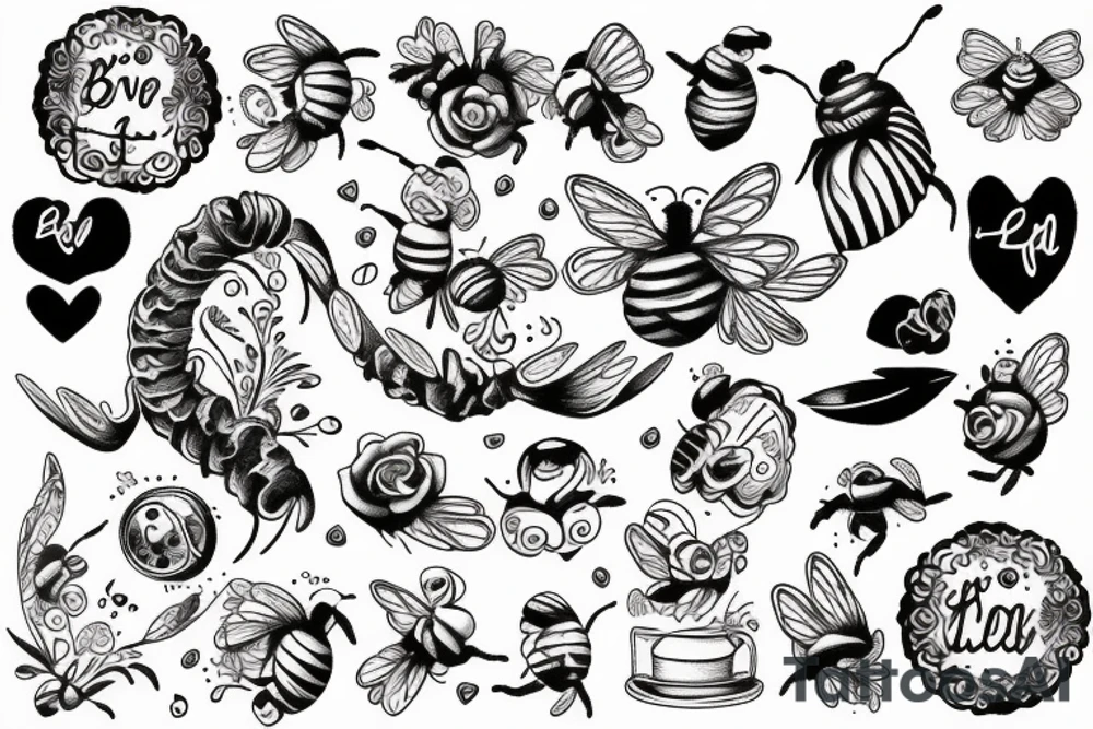 Bee hive love partner soul mate tattoo idea