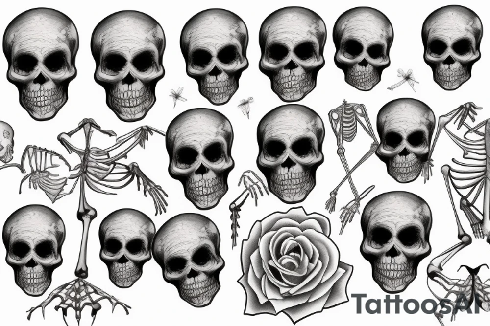 Hanging skeleton tattoo idea