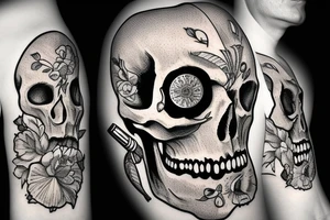 skull smoking a cigar tattoo idea
