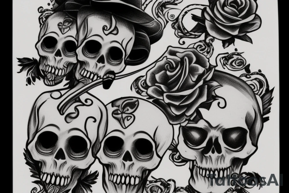 skull smoking a cigar tattoo idea