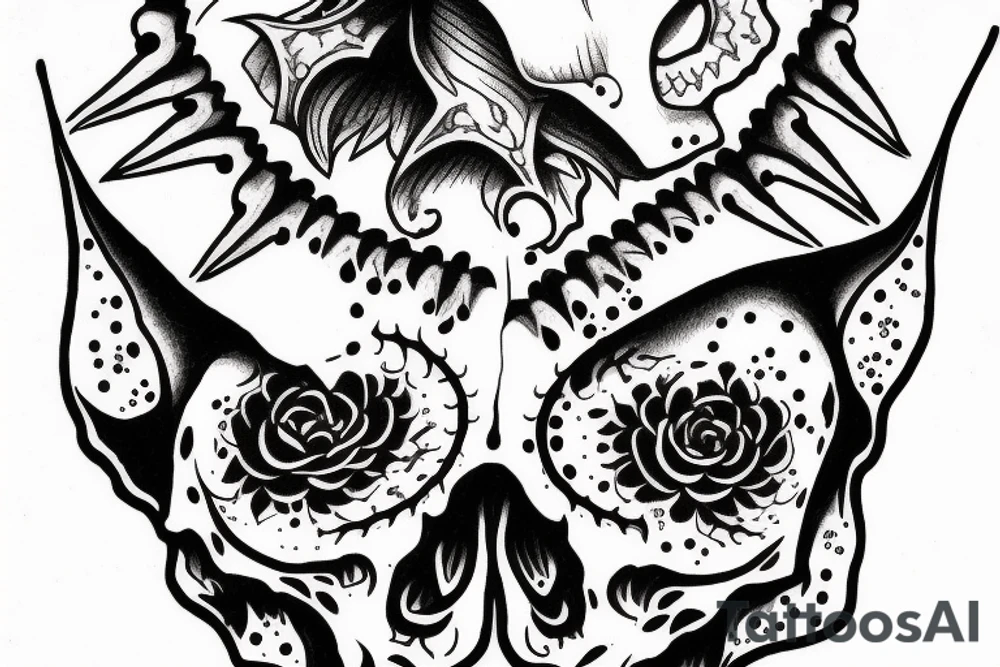 Skeleton hanged by the neck tattoo idea