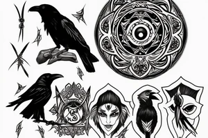 A raven with a sharingan tattoo idea