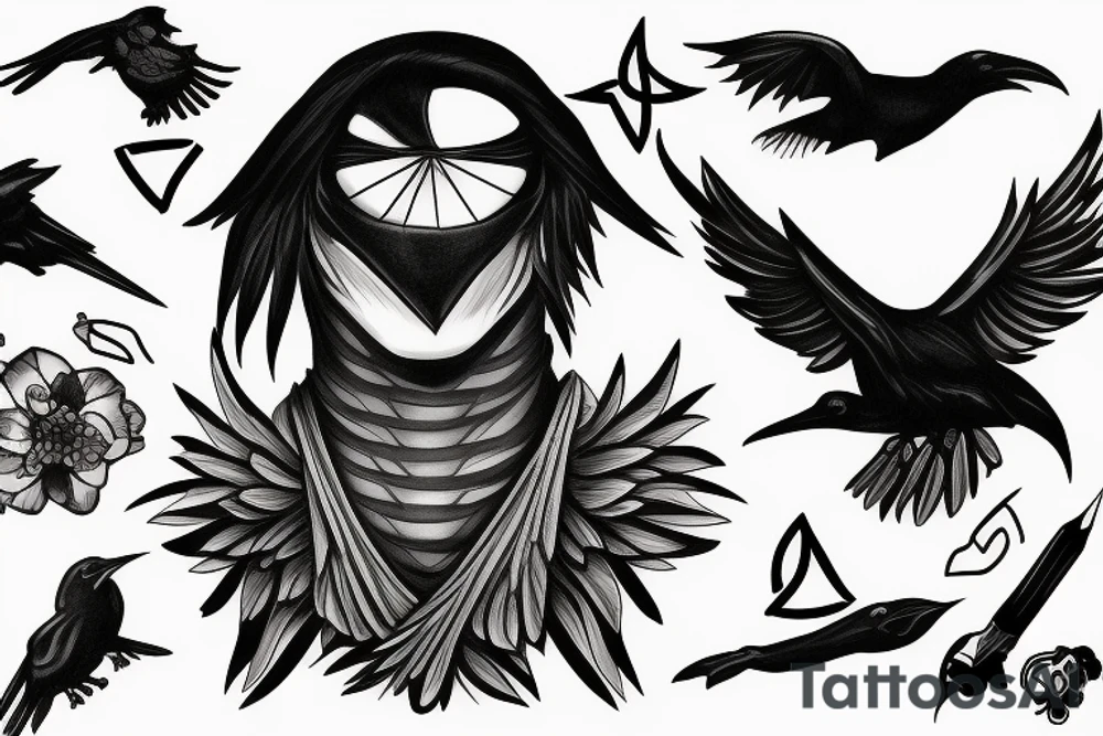 A raven with a sharingan tattoo idea
