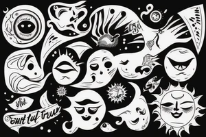 Don't trust everything, sun tattoo idea