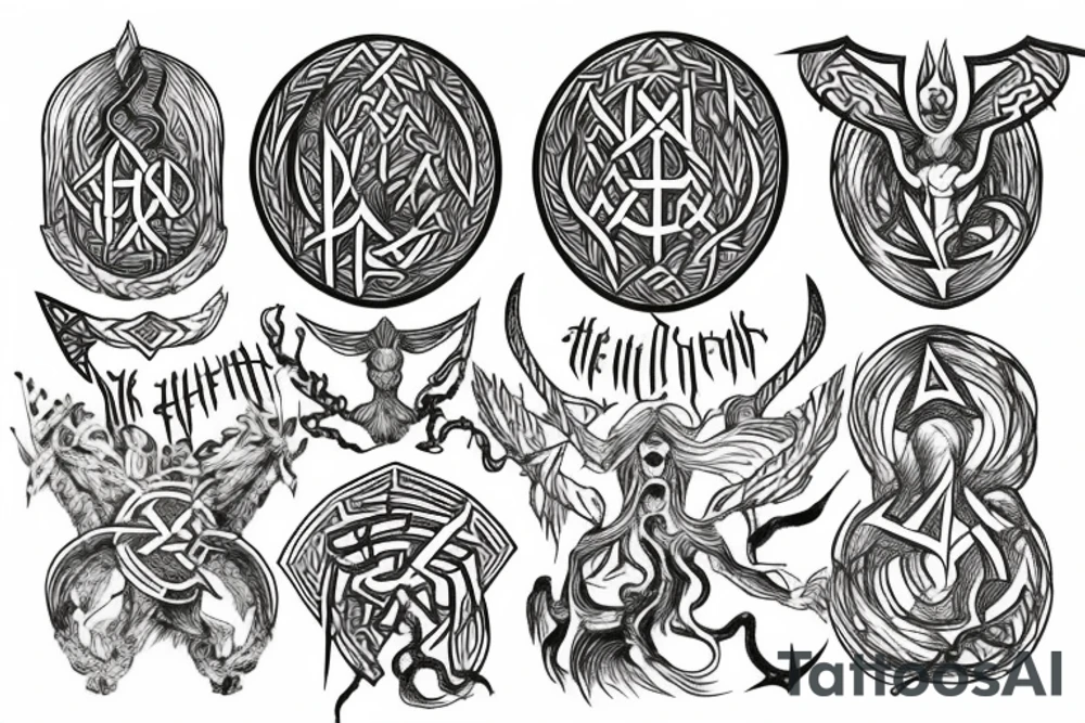 God Hel with runes tattoo idea