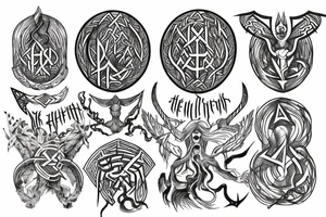 God Hel with runes tattoo idea