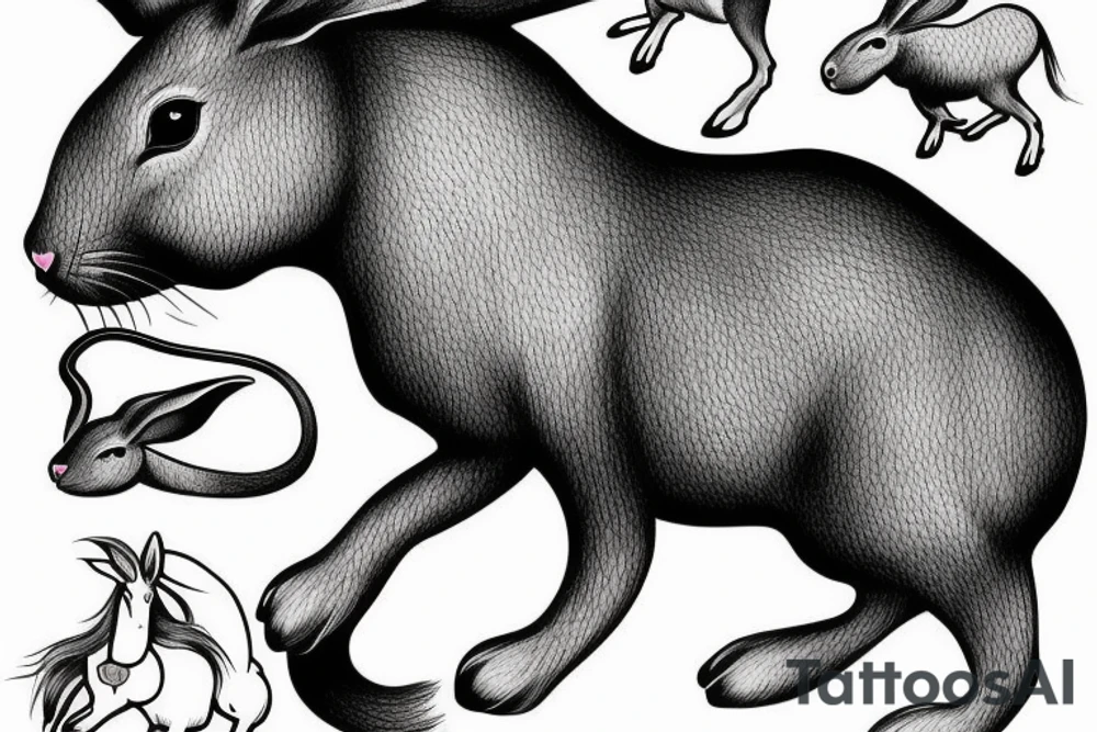 A rabbit,  horse and rat. They are family. tattoo idea