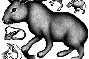 A rabbit,  horse and rat. They are family. tattoo idea