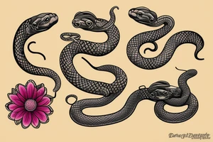 Elegant snake with flowers tattoo idea
