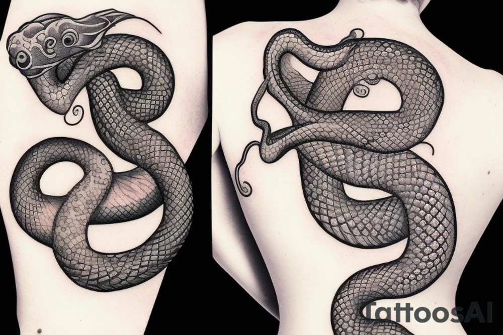 Elegant snake with flowers tattoo idea
