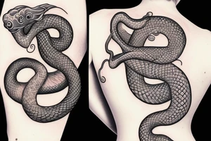 Elegant snake with flowers tattoo idea