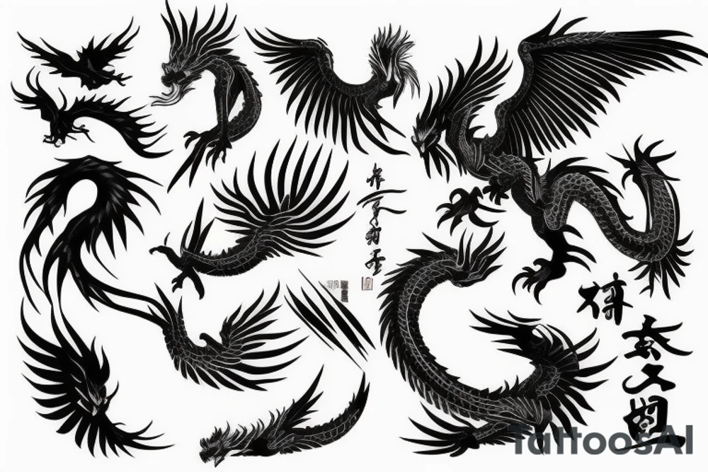 Ting yang phoenix and dragon tattoo idea