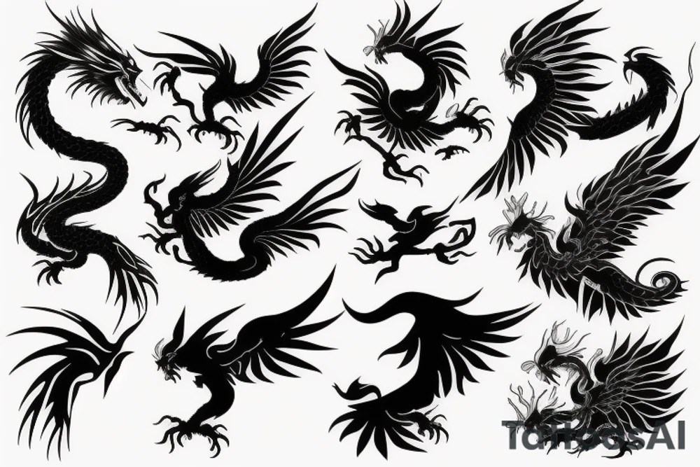 Ting yang phoenix and dragon tattoo idea