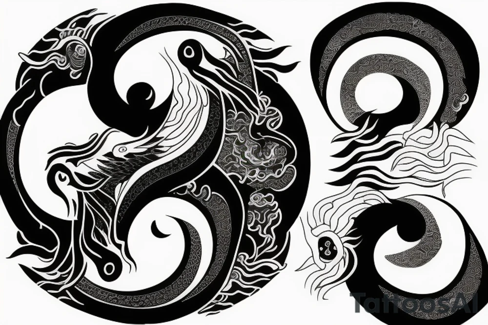 Ying yang phoenix and dragon tattoo idea