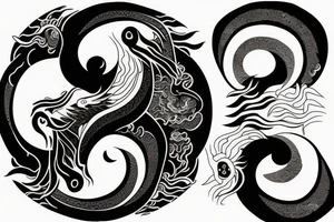 Ying yang phoenix and dragon tattoo idea