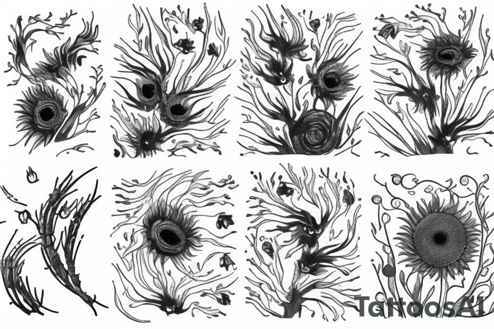 Thin line Van Gogh nature tattoo idea