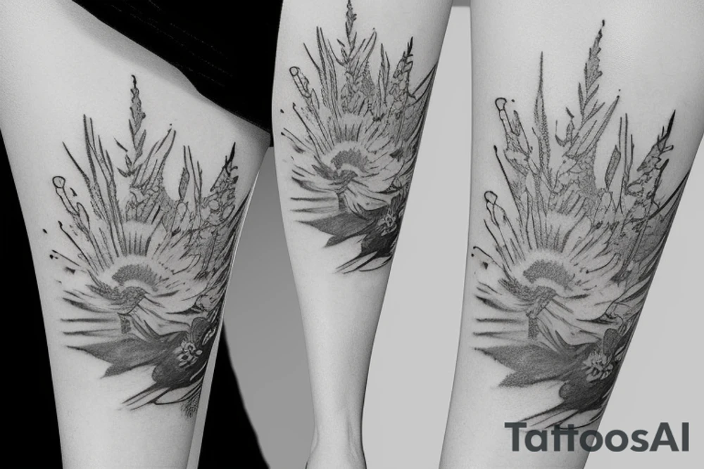 Thin line Van Gogh nature tattoo idea