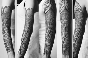 Thin line surreal structured nature tattoo idea
