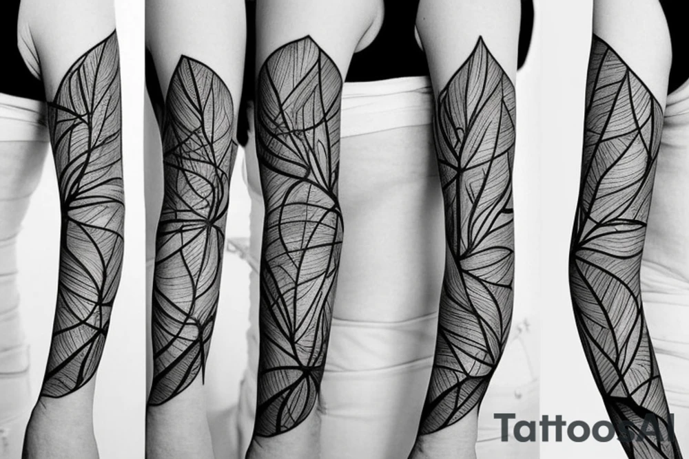 Thin line surreal structured nature tattoo idea