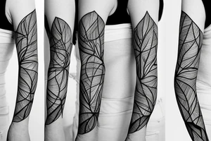Thin line surreal structured nature tattoo idea