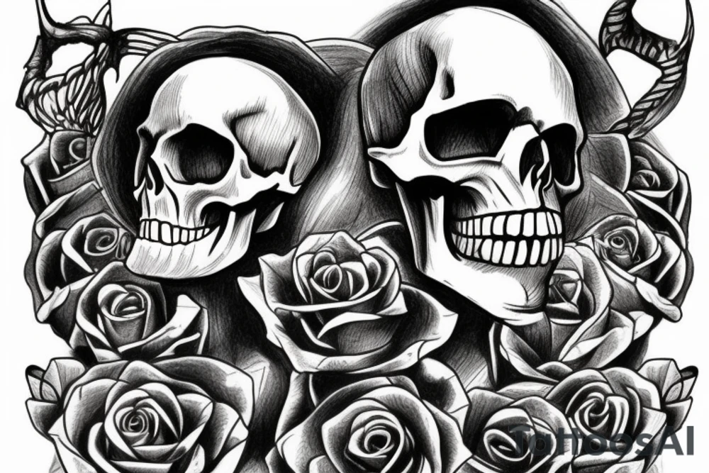 skull hourglass claws tattoo idea