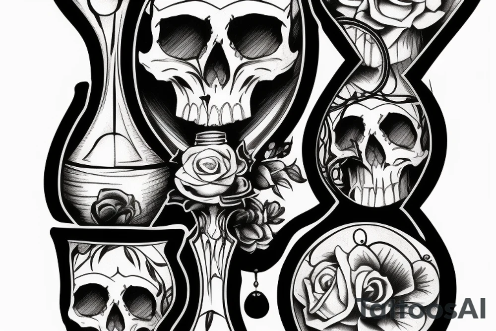 skull hourglass tattoo idea