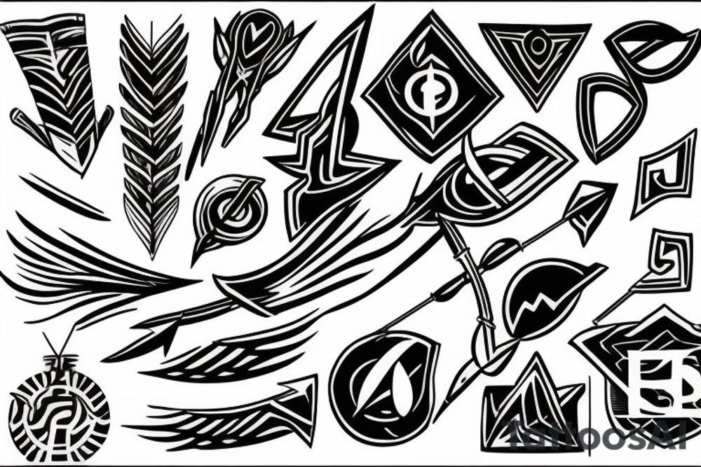 ARROW WITH ELEMENTAL SYMBOLS tattoo idea
