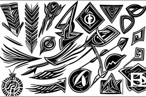 ARROW WITH ELEMENTAL SYMBOLS tattoo idea