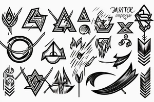 ARROW WITH ELEMENTAL SYMBOLS tattoo idea