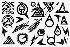 ARROW WITH ELEMENTAL SYMBOLS tattoo idea