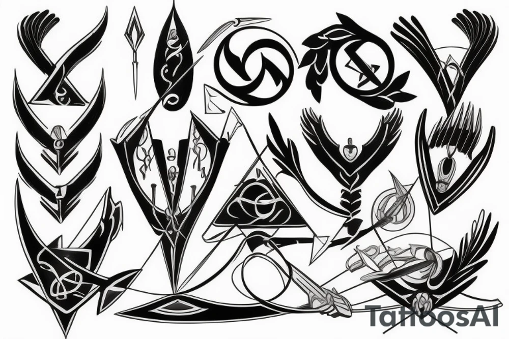 ARROW WITH ELEMENTAL SYMBOLS tattoo idea