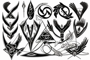 ARROW WITH ELEMENTAL SYMBOLS tattoo idea