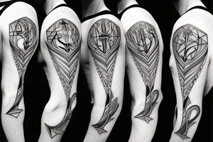 BOW AND ARROW WITH ELEMENTAL SYMBOLS tattoo idea