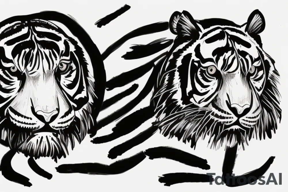 Black and White Tiger Jumping Sideway tattoo idea